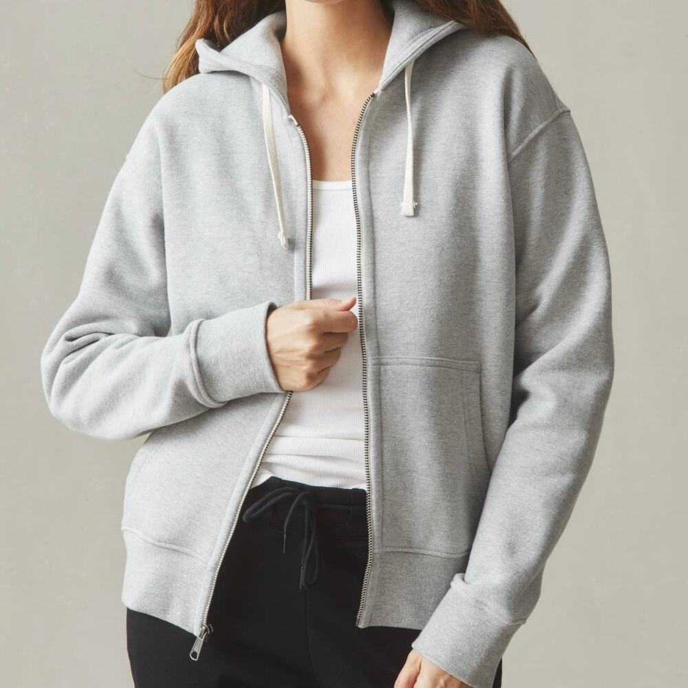 American Giant Carolina Full Zip Cotton Hoodie Sweatshirt Women's Medium Gray